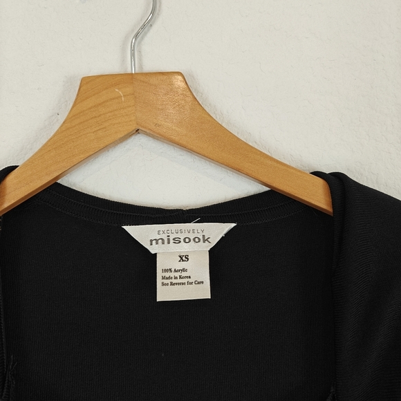 Exclusively MISOOK Knee Length Black Acrylic 3/4 Sleeve Cowl Neck Dress Size XS - Picture 7 of 13